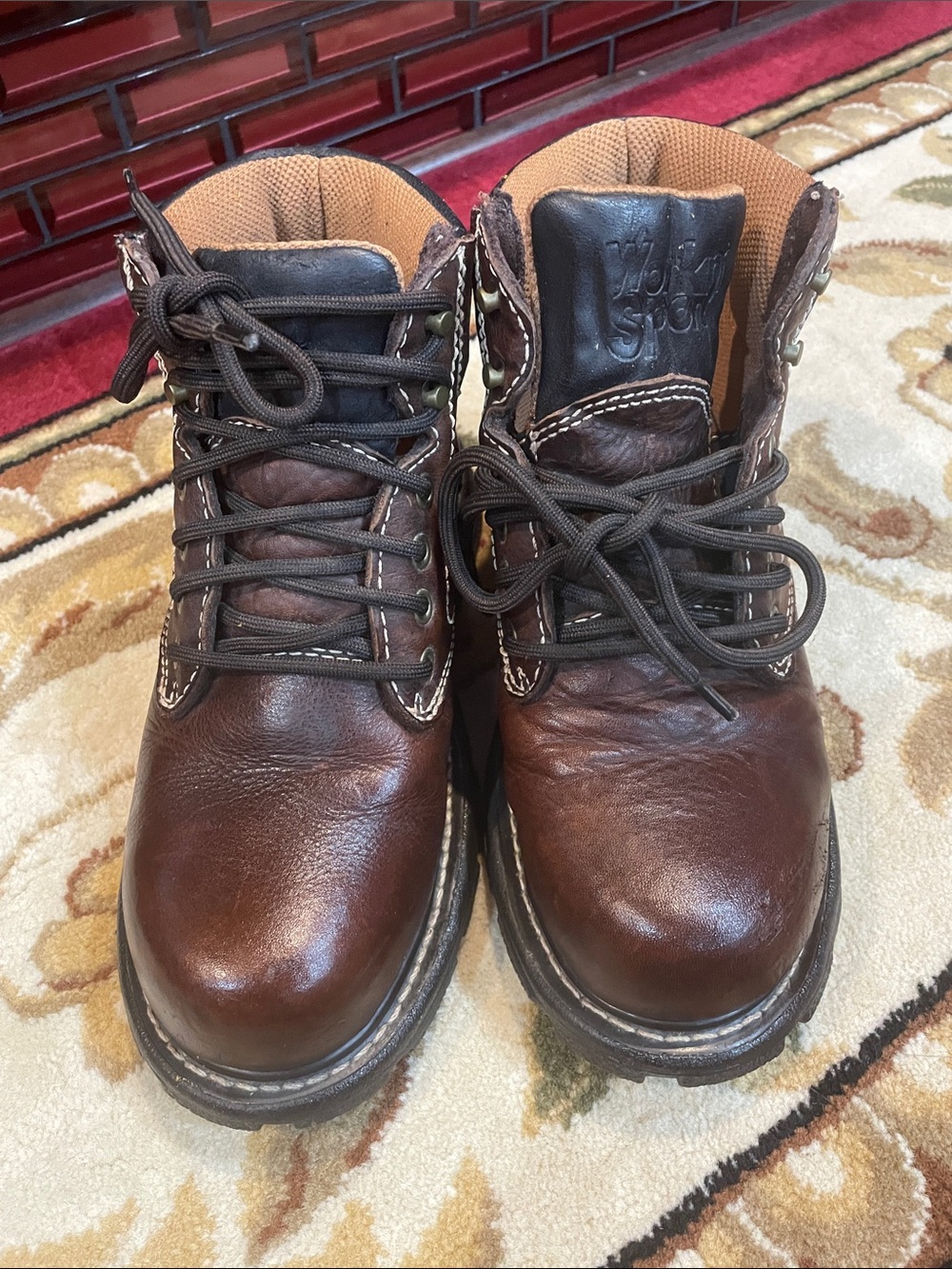 Men's Brown Leather Work Boots with Padded Collar